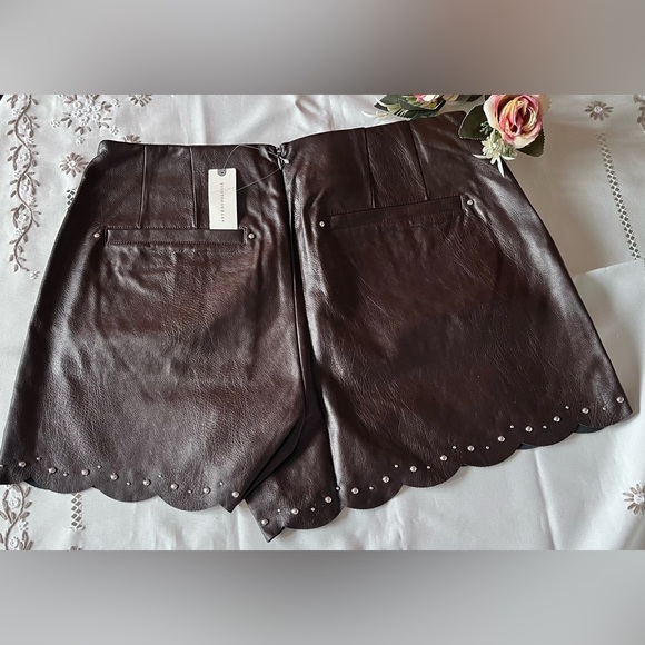 ANTHROPOLOGIE Studded Faux Leather Shorts - Picture 8 of 14